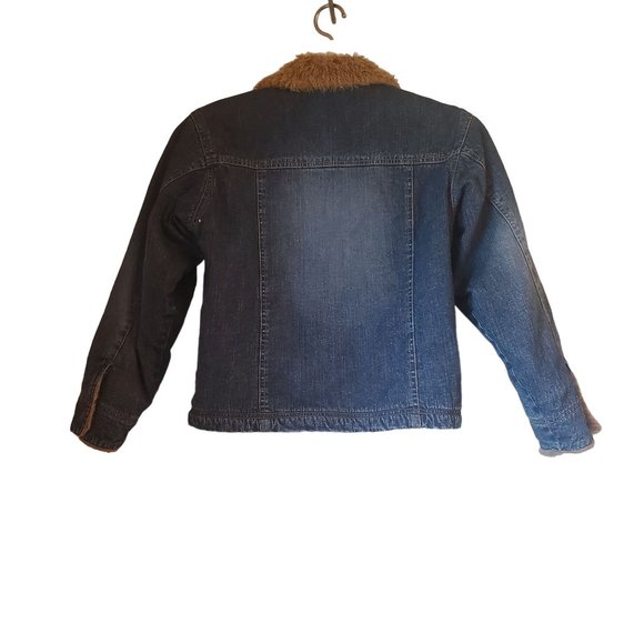 Wrangler S Blue Jean Denim Trucker Jacket Shearling Lined Fall Monster Fur - Picture 2 of 4